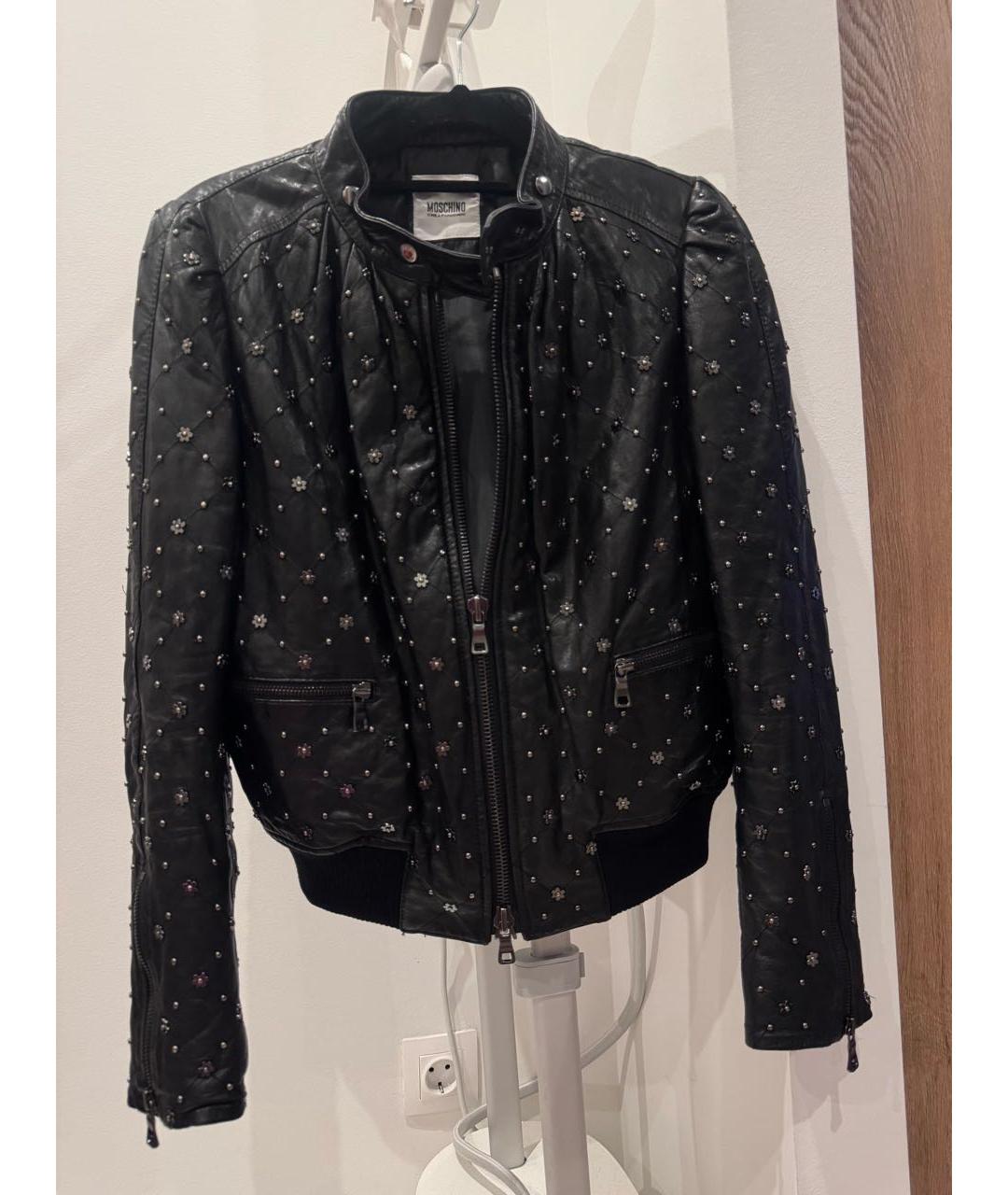 MOSCHINO Черная кожаная куртка, фото 6