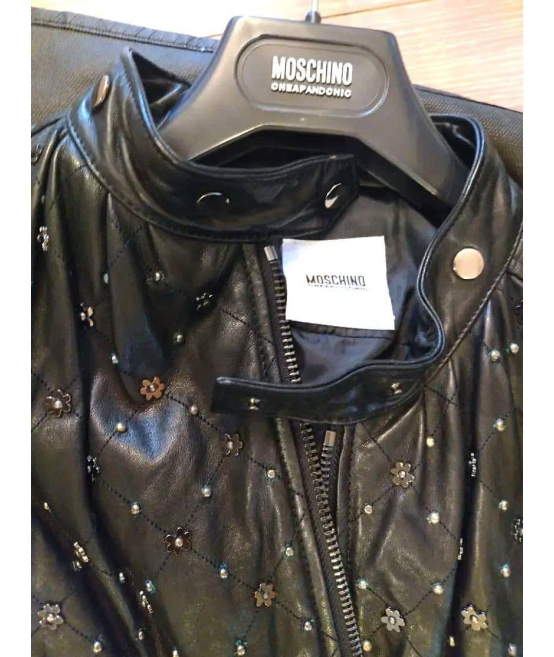 MOSCHINO Черная кожаная куртка, фото 5