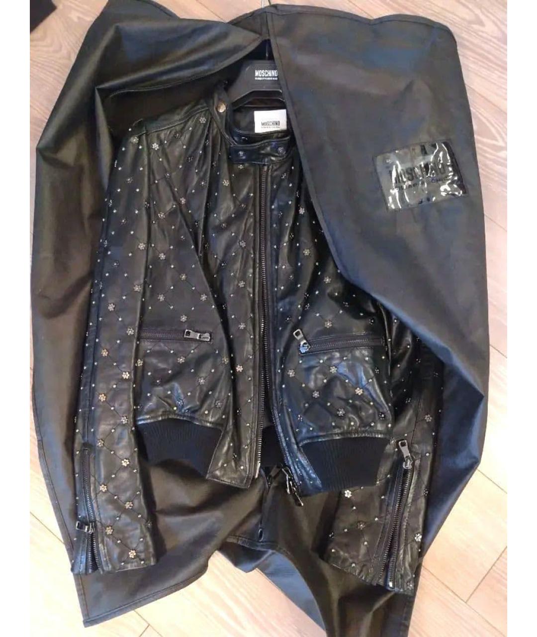 MOSCHINO Черная кожаная куртка, фото 2