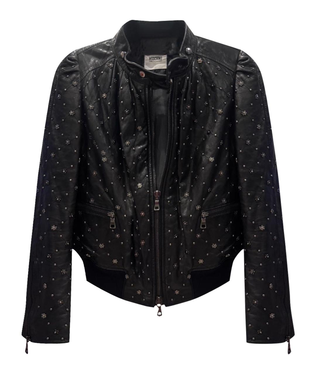 MOSCHINO Черная кожаная куртка, фото 1
