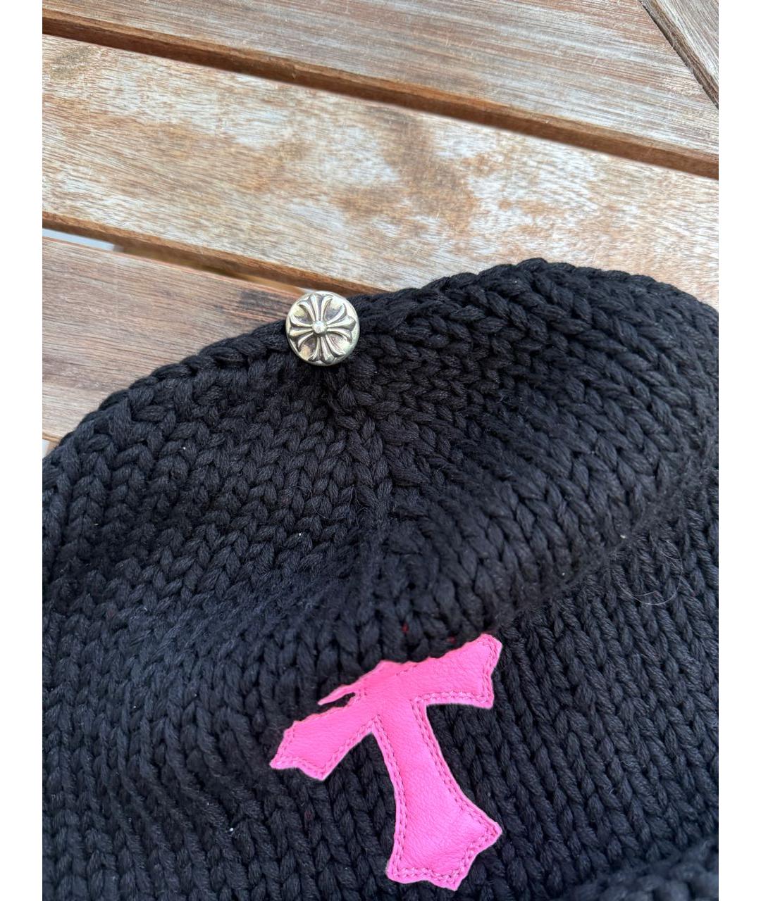 CHROME HEARTS Черная кашемировая шапка, фото 3