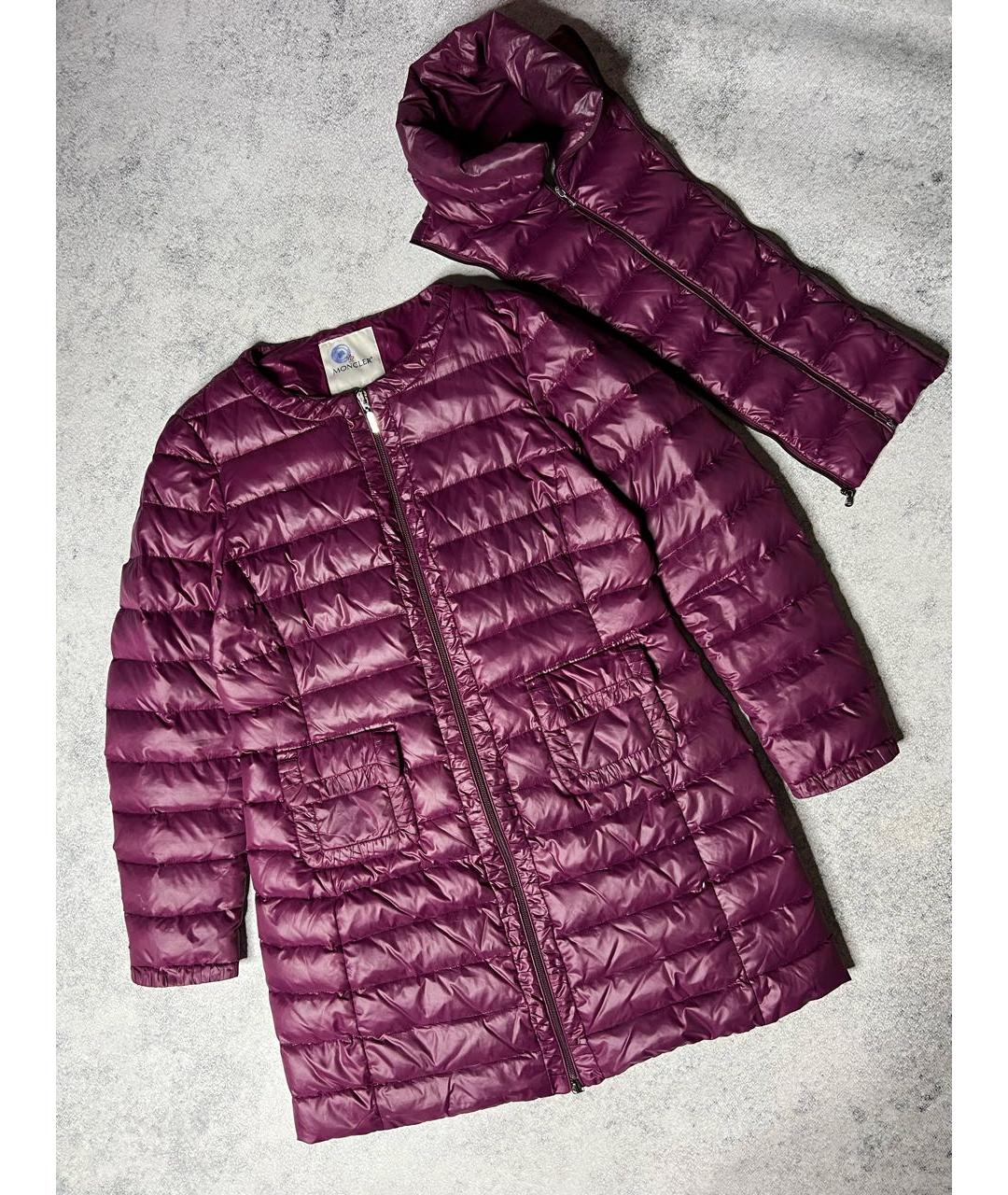 MONCLER Фиолетовый полиэстеровый пуховик, фото 2