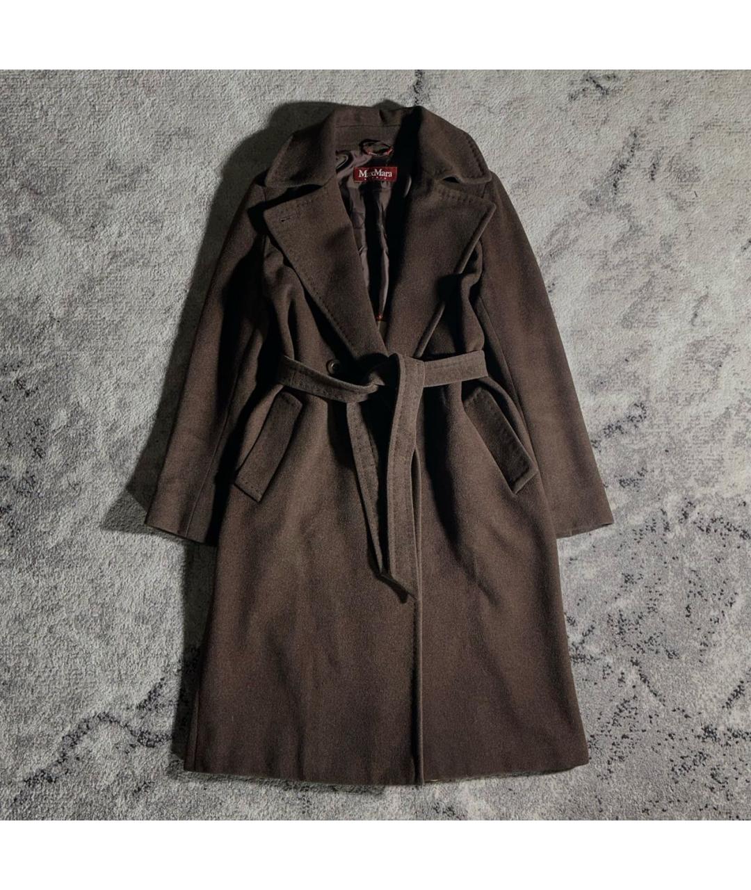 MAX MARA STUDIO Коричневое шерстяное пальто, фото 6
