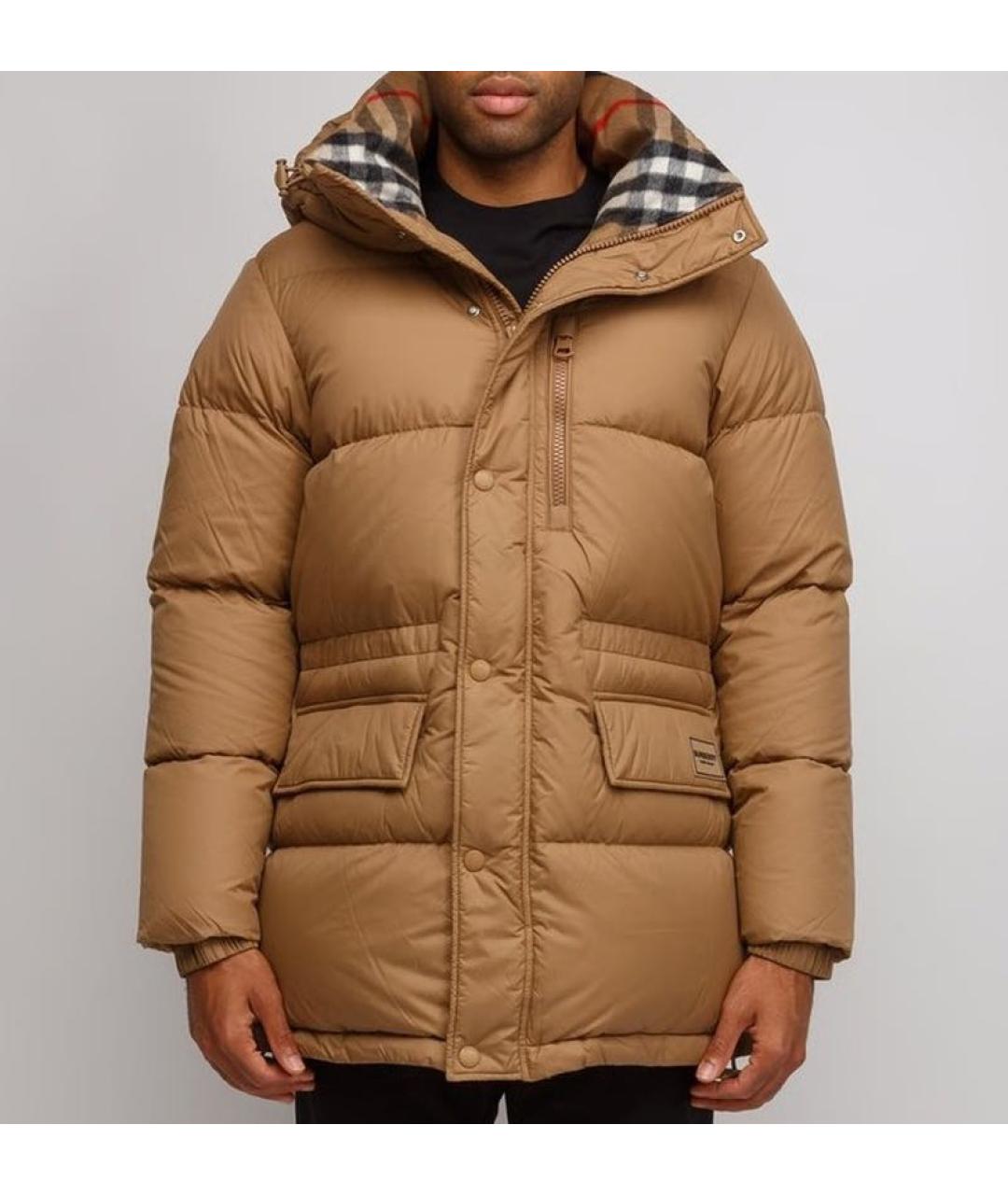BURBERRY Бежевый полиэстеровый пуховик, фото 5
