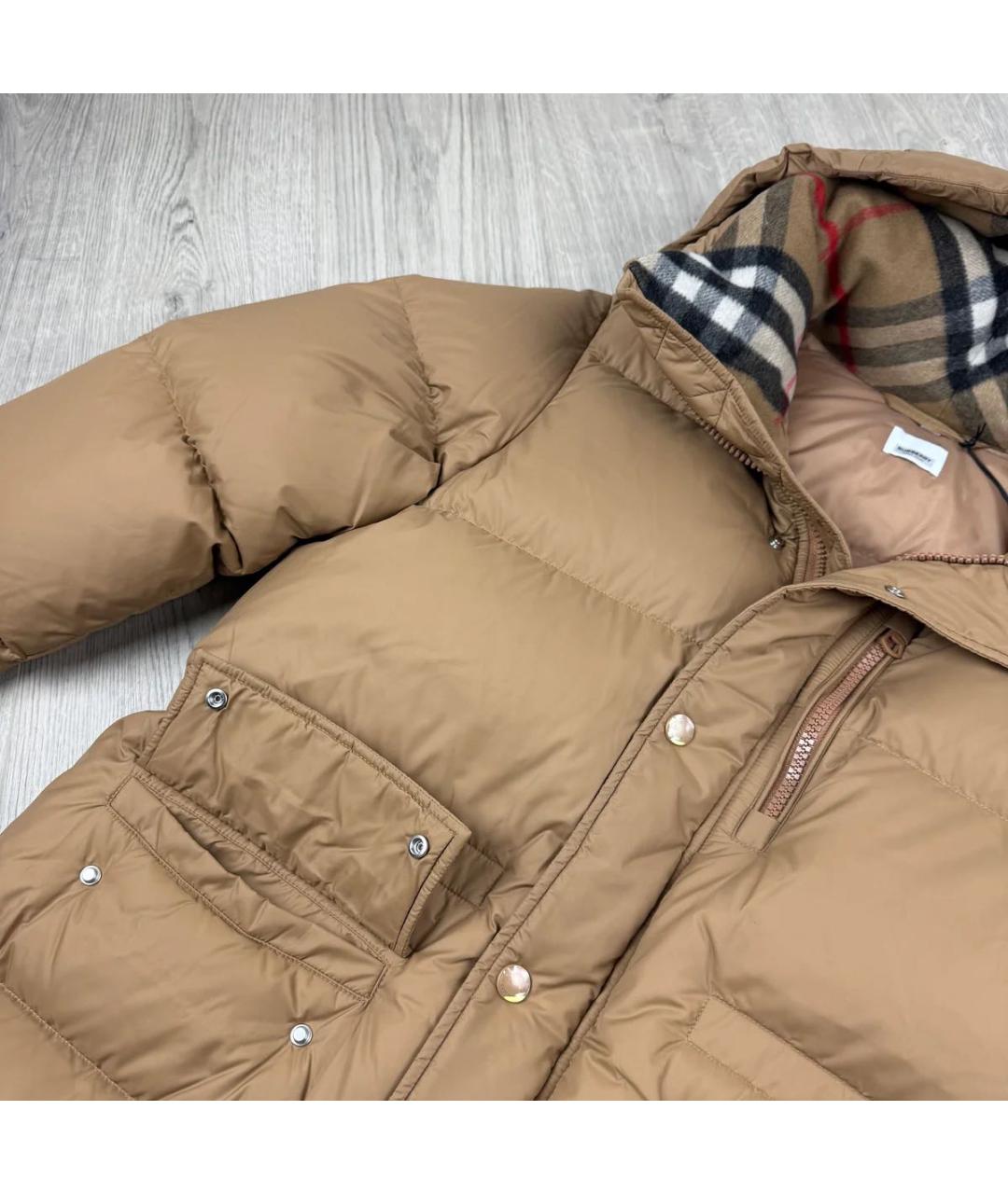 BURBERRY Бежевый полиэстеровый пуховик, фото 3