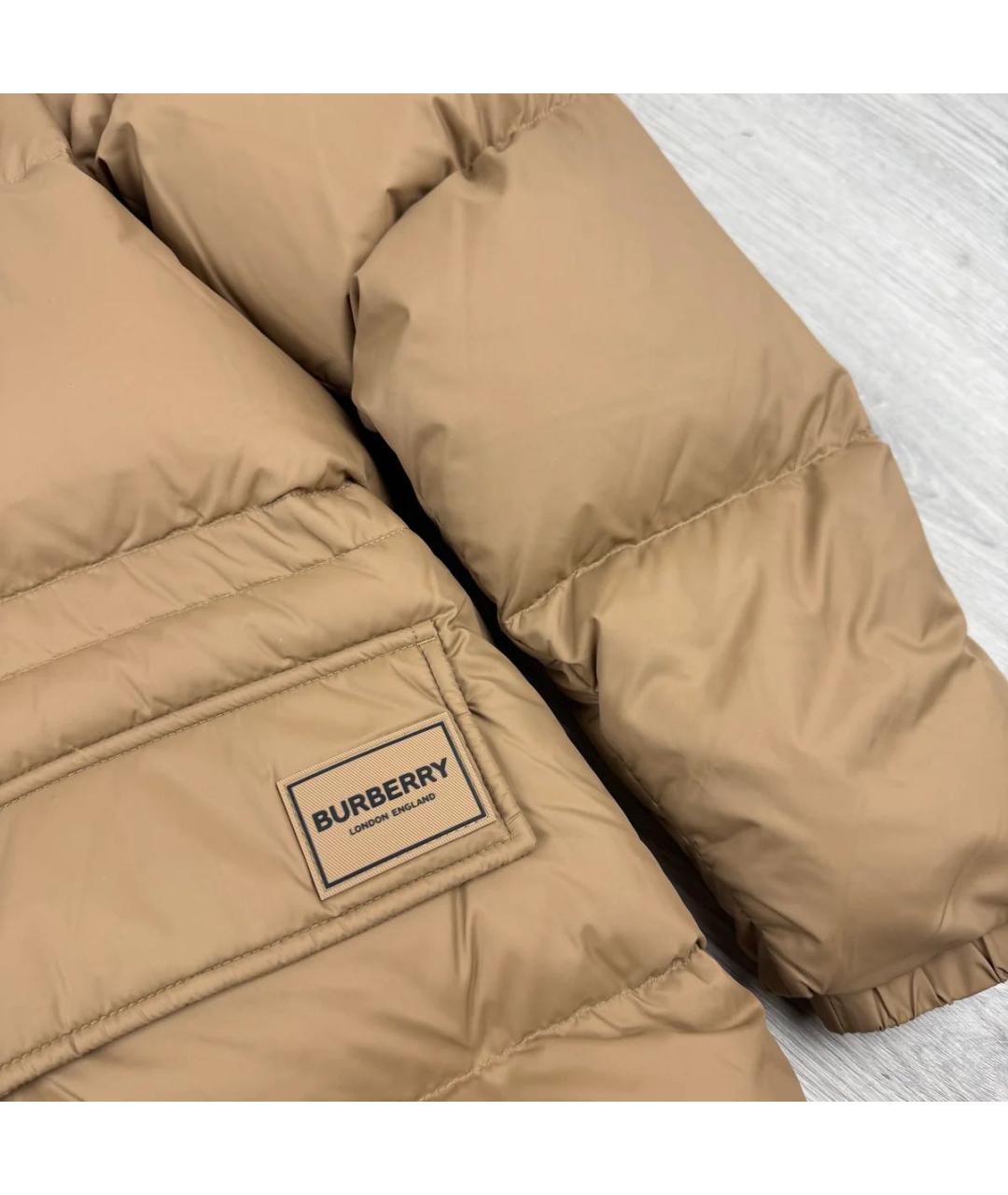 BURBERRY Бежевый полиэстеровый пуховик, фото 4