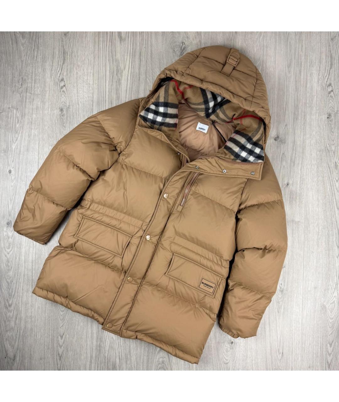 BURBERRY Бежевый полиэстеровый пуховик, фото 7