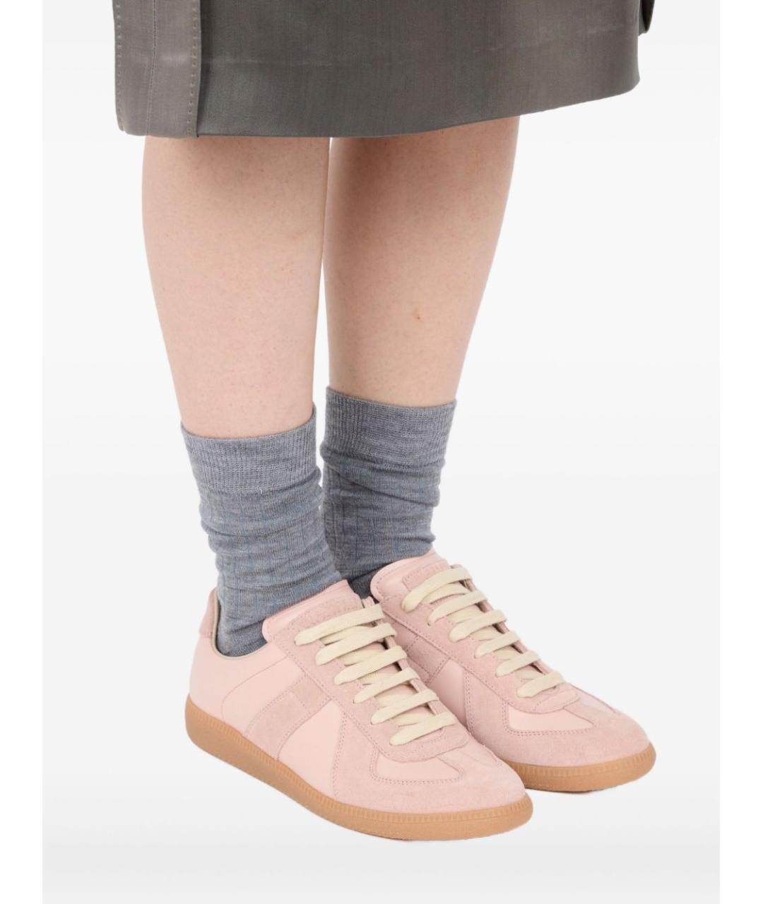 MAISON MARGIELA Розовые кожаные кеды, фото 5