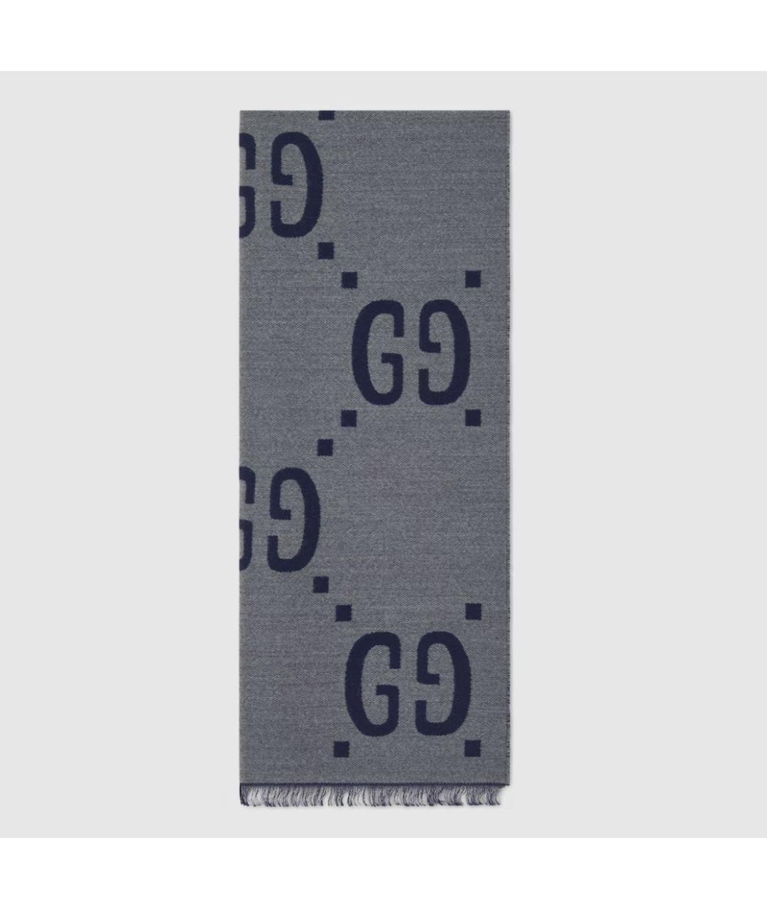 GUCCI Серый шерстяной шарф, фото 2