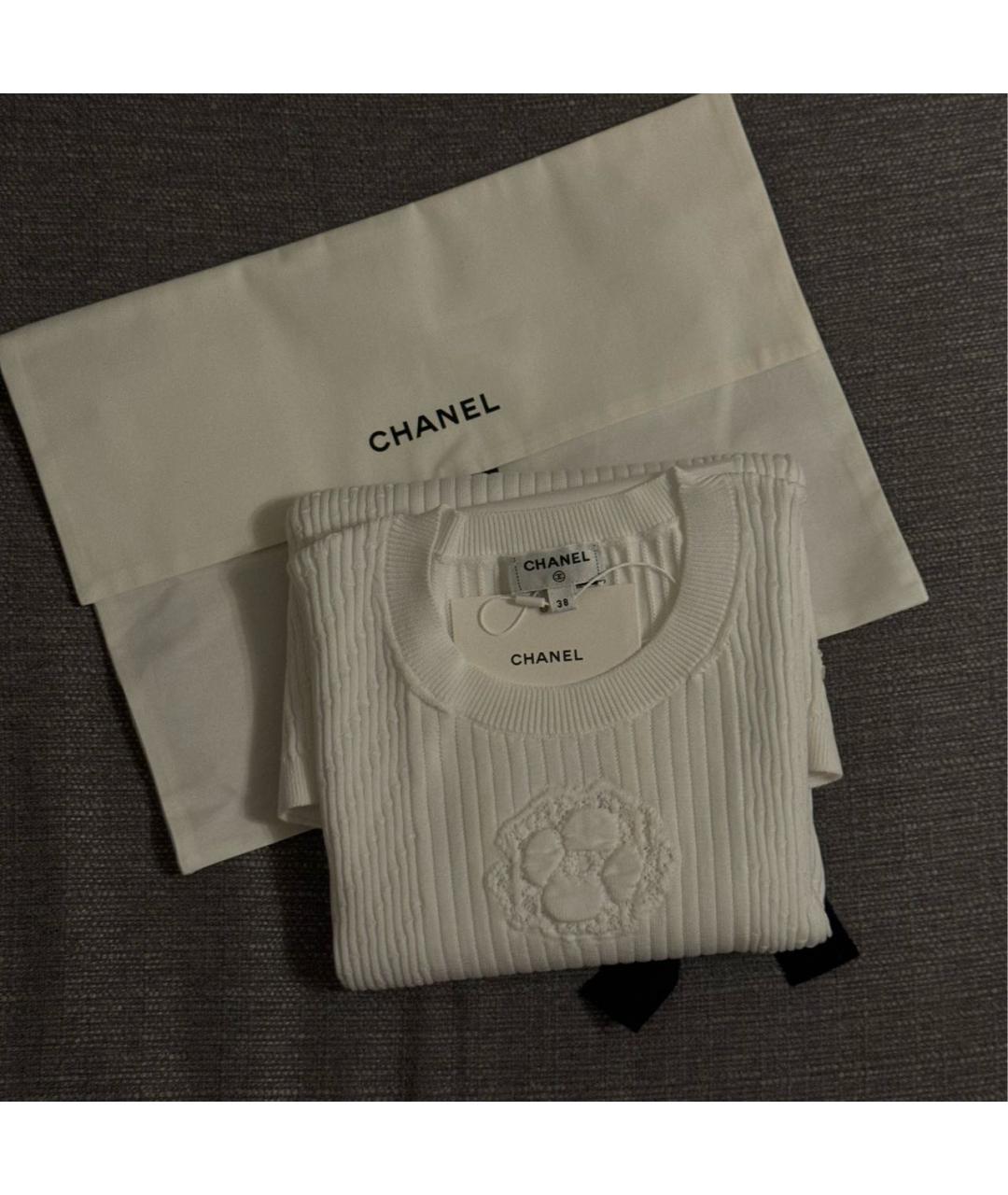 CHANEL Белая хлопковая футболка, фото 3