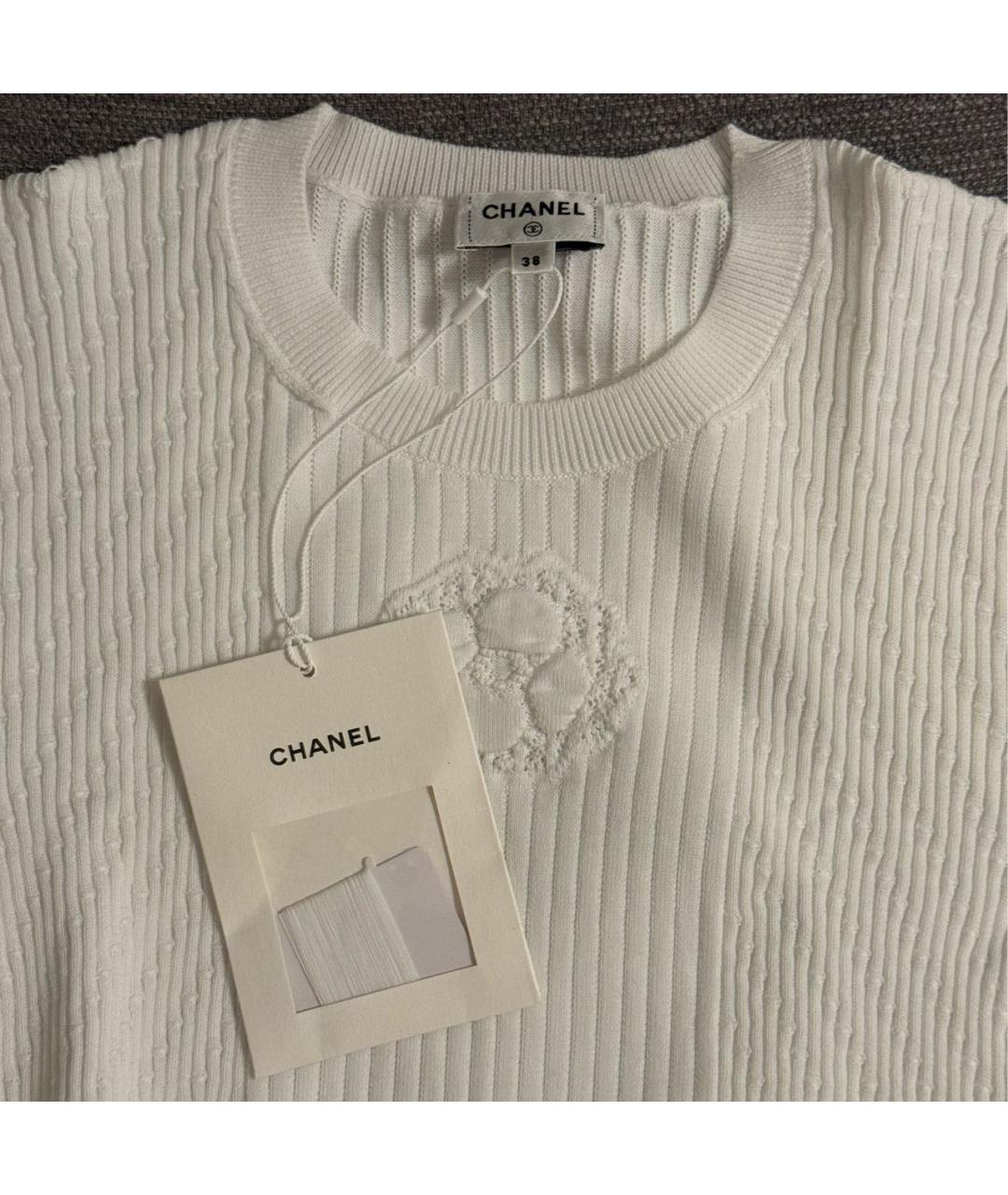 CHANEL Белая хлопковая футболка, фото 4