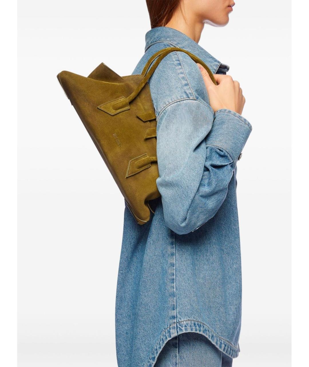 THE ATTICO Хаки замшевая сумка через плечо, фото 4