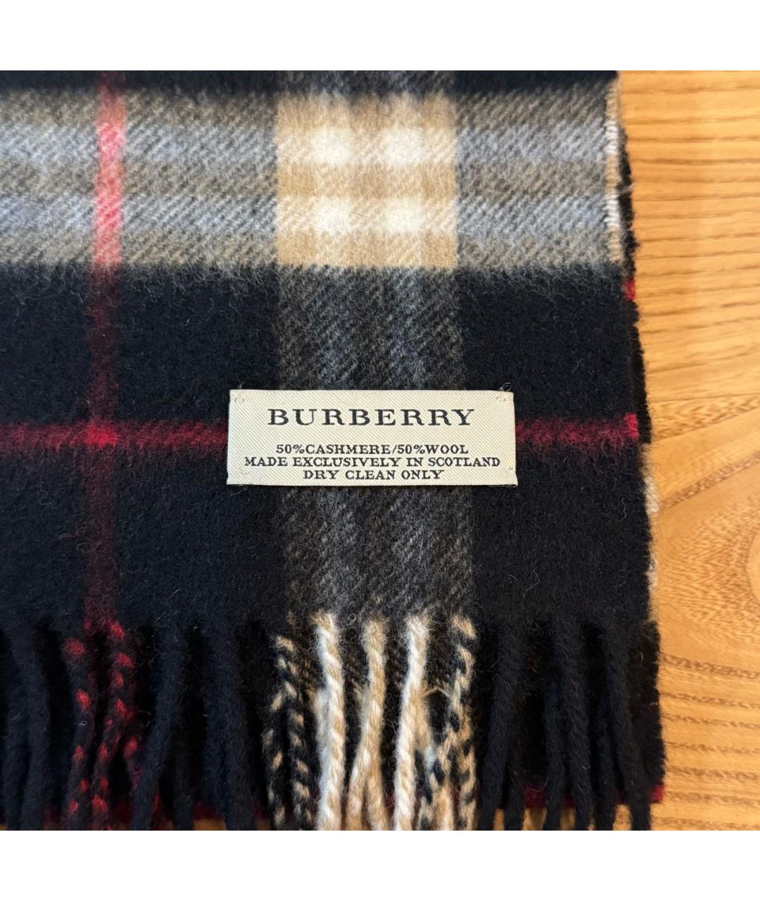 BURBERRY Черный кашемировый шарф, фото 2