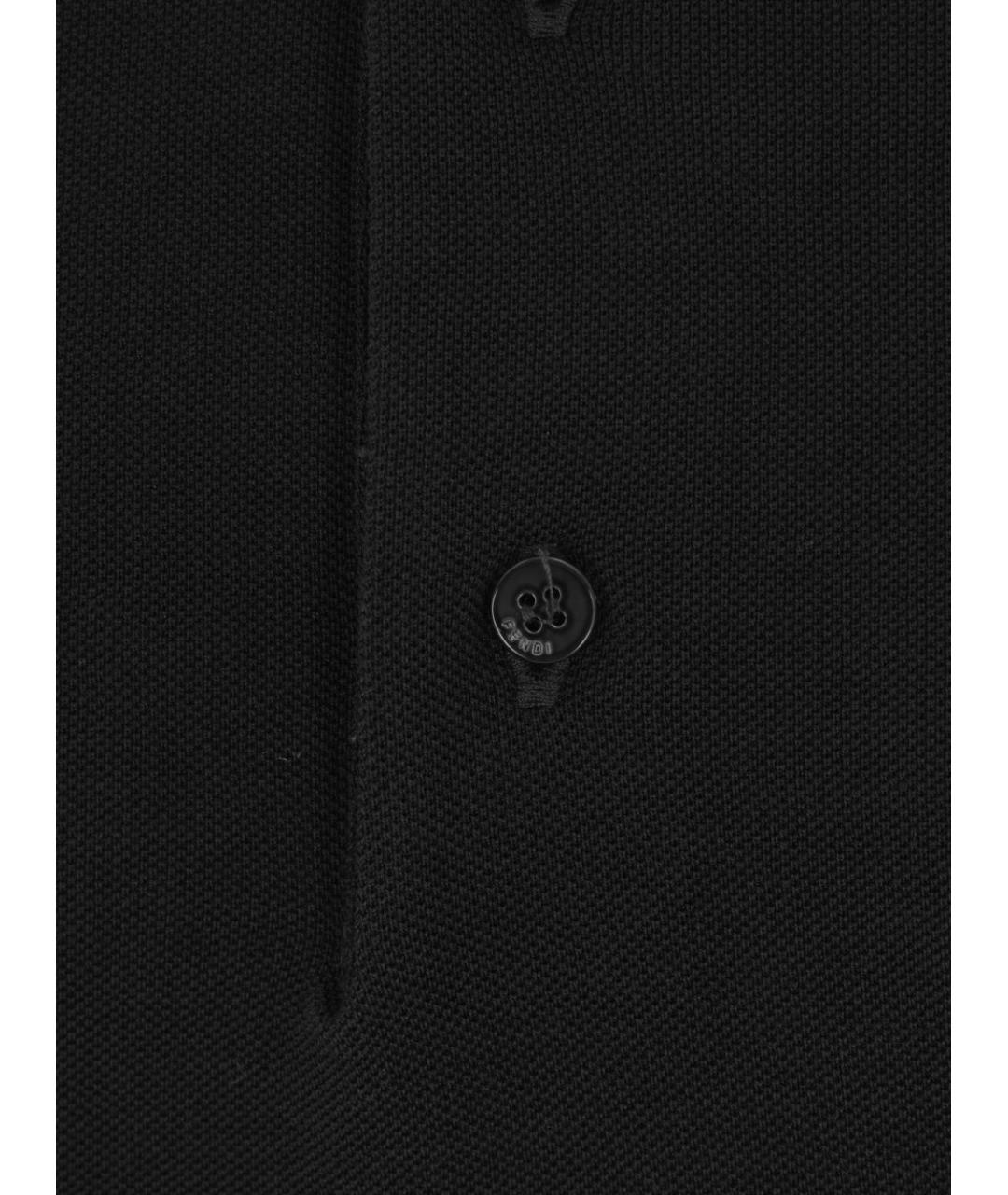 FENDI Черное хлопковое поло с коротким рукавом, фото 4