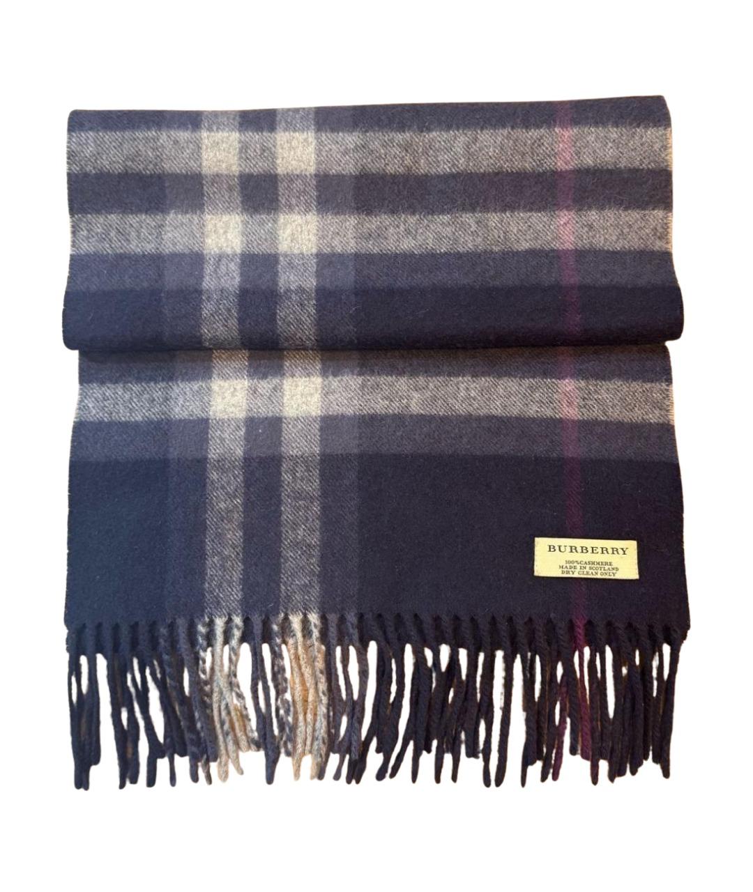 BURBERRY Темно-синий кашемировый шарф, фото 1