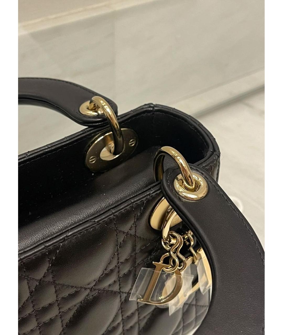 CHRISTIAN DIOR Черная кожаная сумка с короткими ручками, фото 6