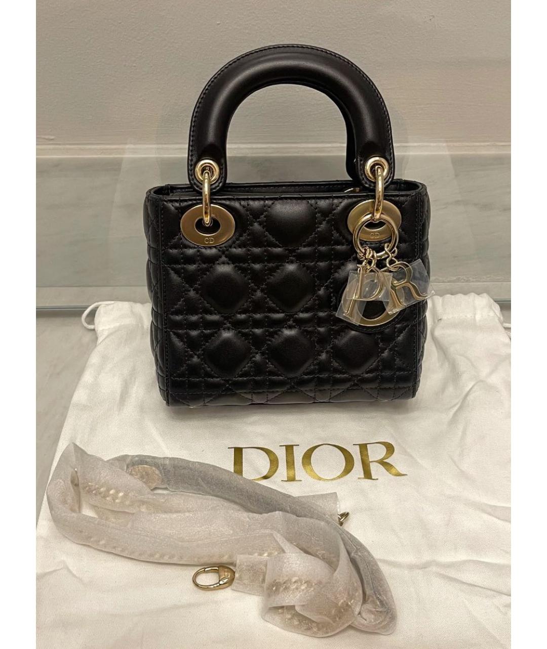 CHRISTIAN DIOR Черная кожаная сумка с короткими ручками, фото 9