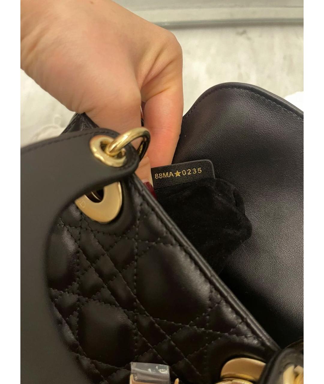 CHRISTIAN DIOR Черная кожаная сумка с короткими ручками, фото 8