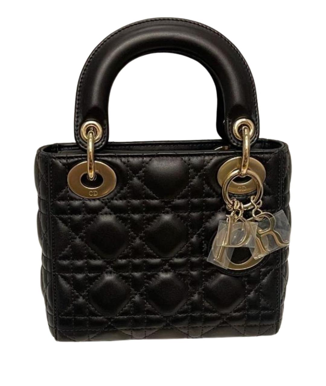 CHRISTIAN DIOR Черная кожаная сумка с короткими ручками, фото 1