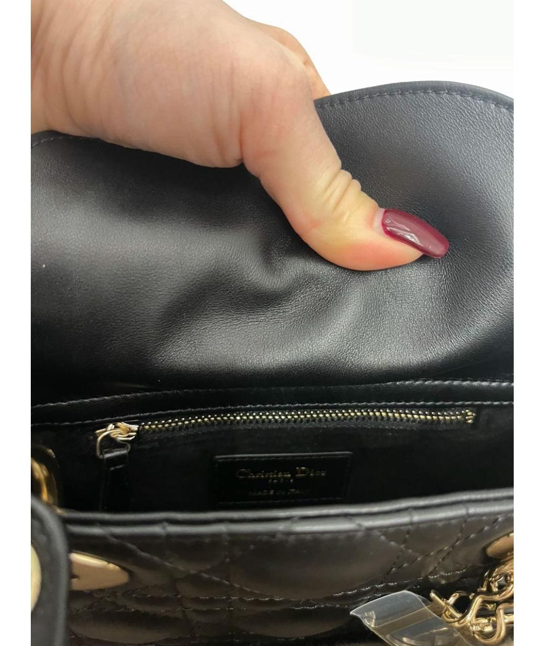 CHRISTIAN DIOR Черная кожаная сумка с короткими ручками, фото 4