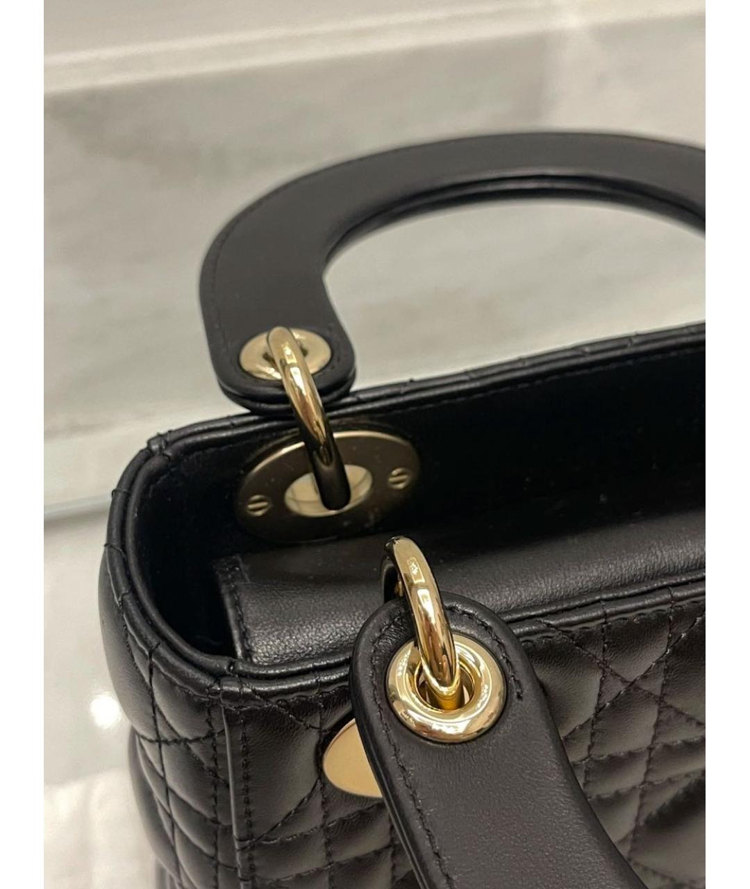 CHRISTIAN DIOR Черная кожаная сумка с короткими ручками, фото 5