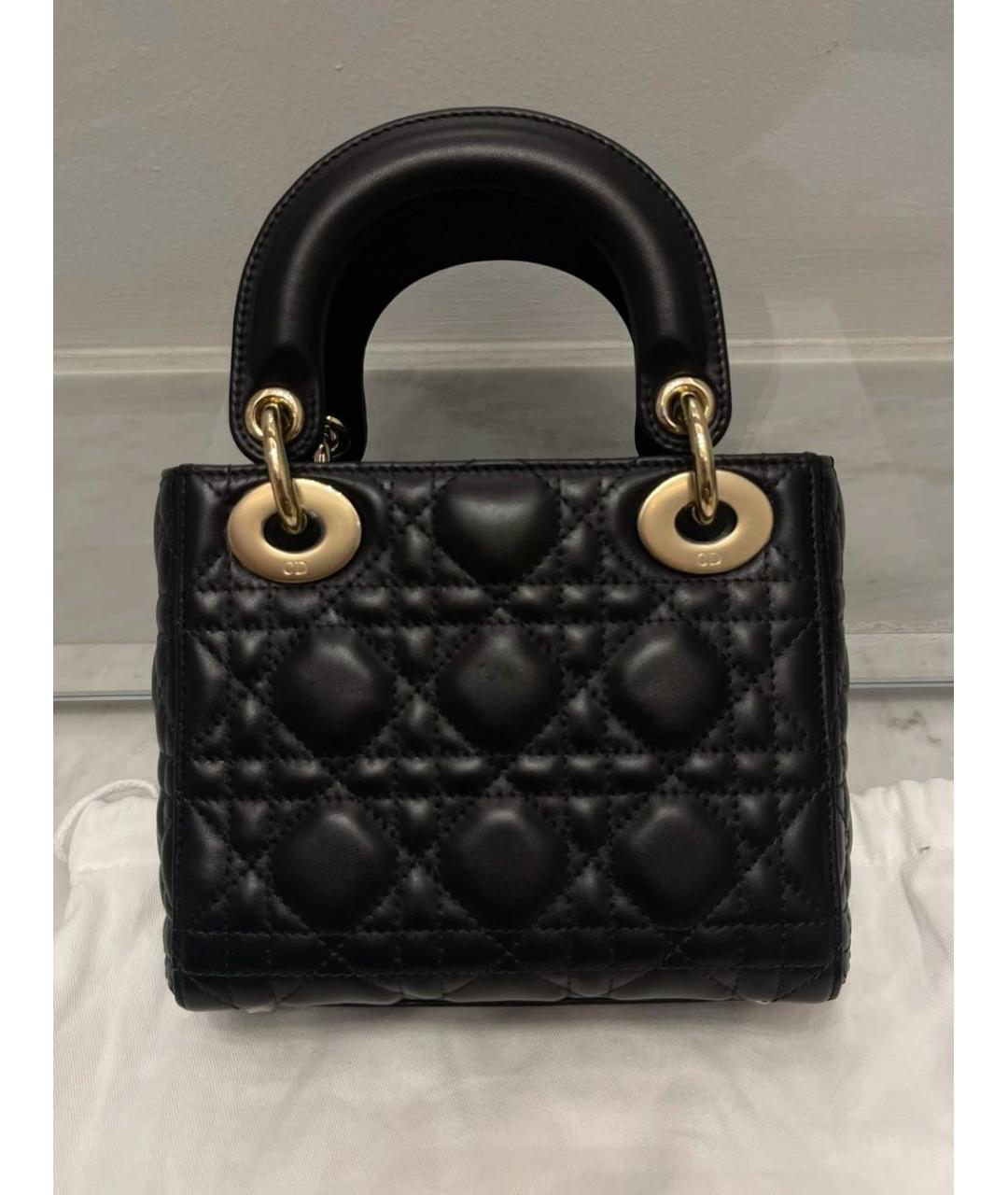 CHRISTIAN DIOR Черная кожаная сумка с короткими ручками, фото 3