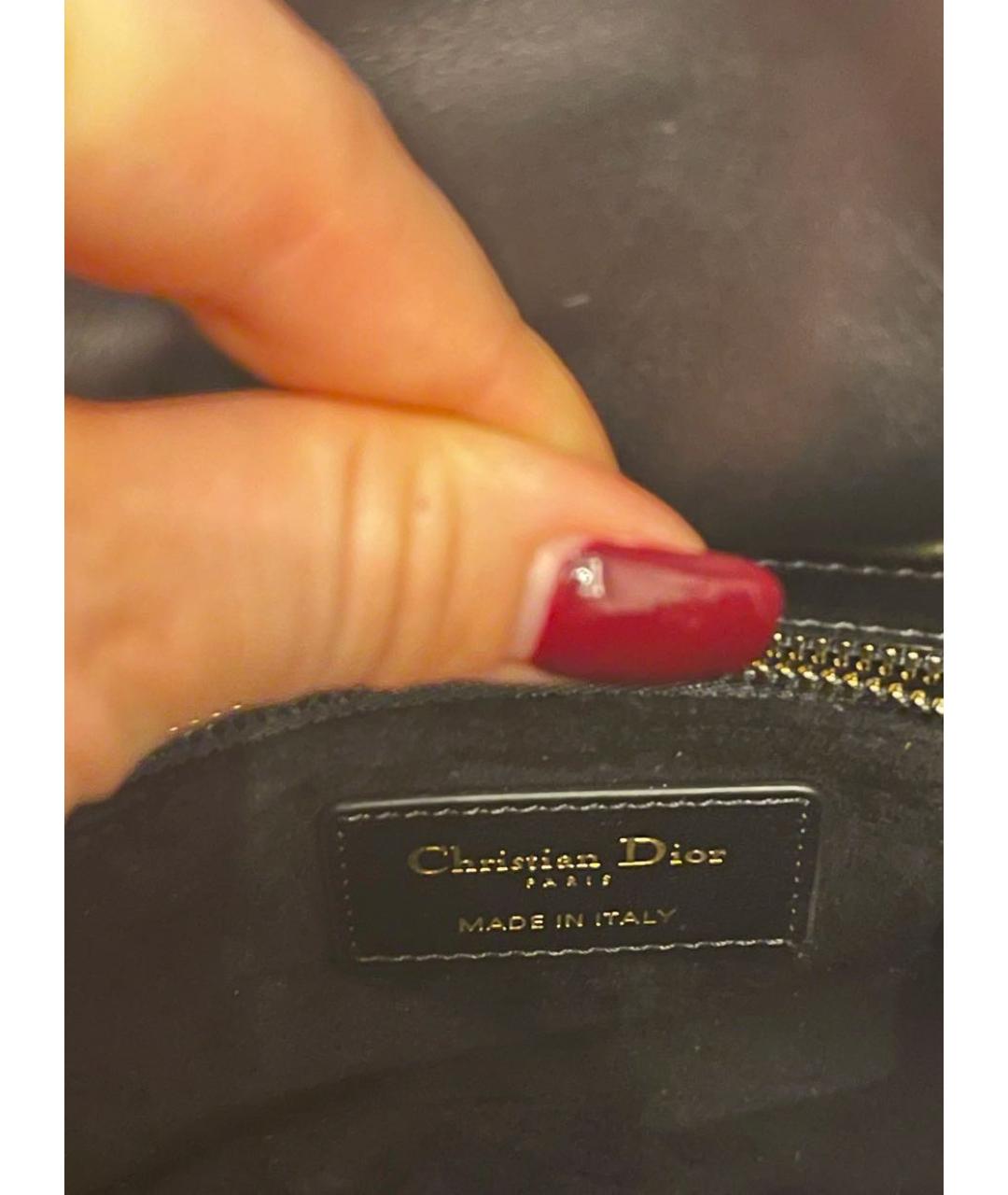 CHRISTIAN DIOR Черная кожаная сумка с короткими ручками, фото 7