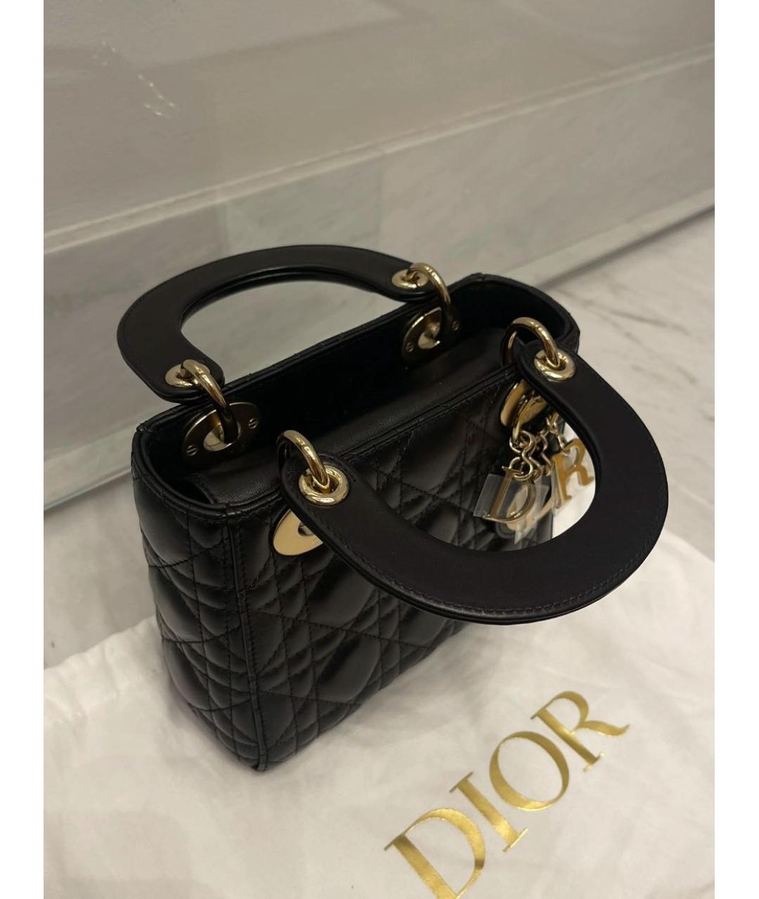 CHRISTIAN DIOR Черная кожаная сумка с короткими ручками, фото 2