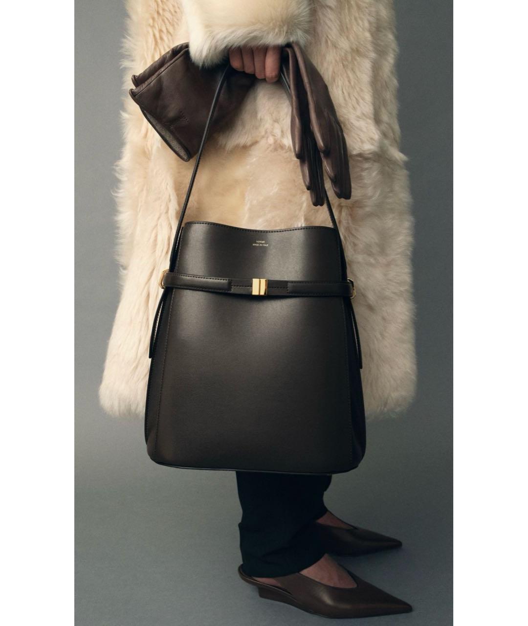 TOTEME Черная кожаная сумка с короткими ручками, фото 4