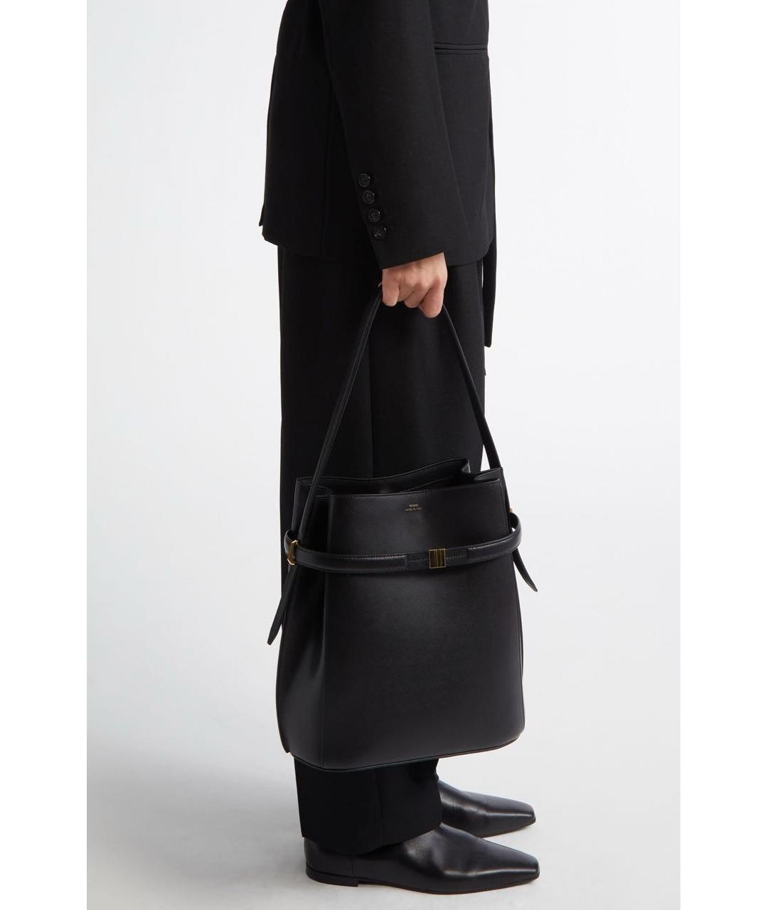 TOTEME Черная кожаная сумка с короткими ручками, фото 3