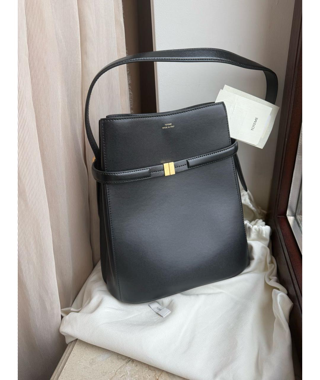 TOTEME Черная кожаная сумка с короткими ручками, фото 6