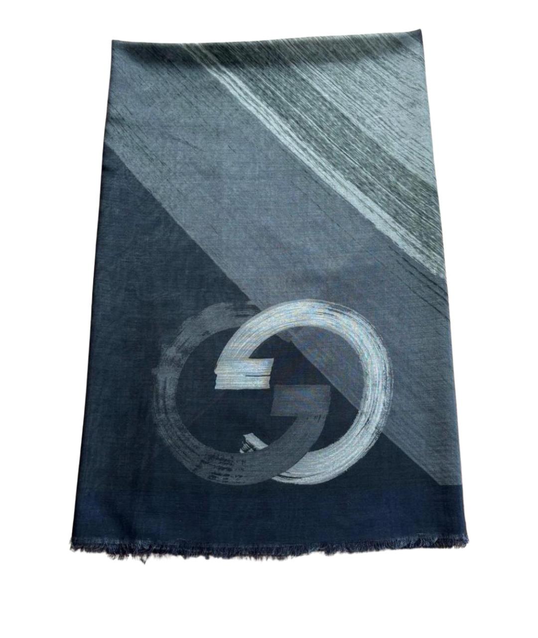 GUCCI Серый шелковый шарф, фото 1