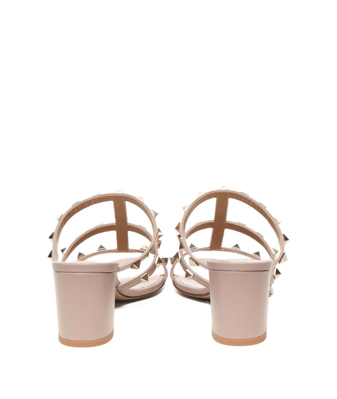 VALENTINO Бежевые кожаные мюли, фото 4