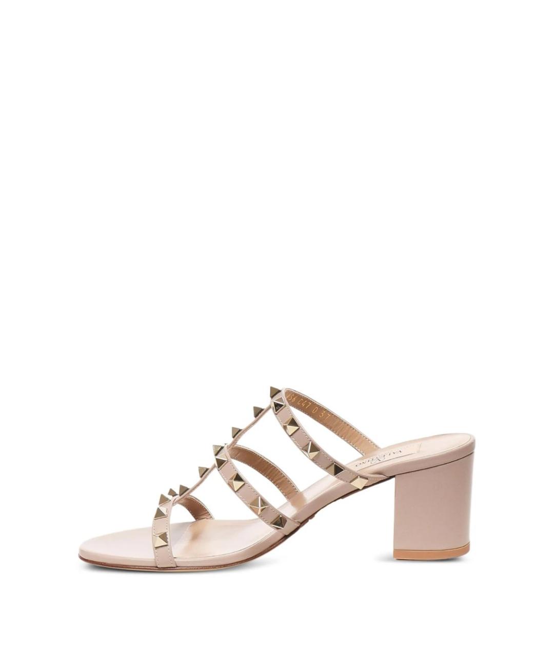 VALENTINO Бежевые кожаные мюли, фото 3