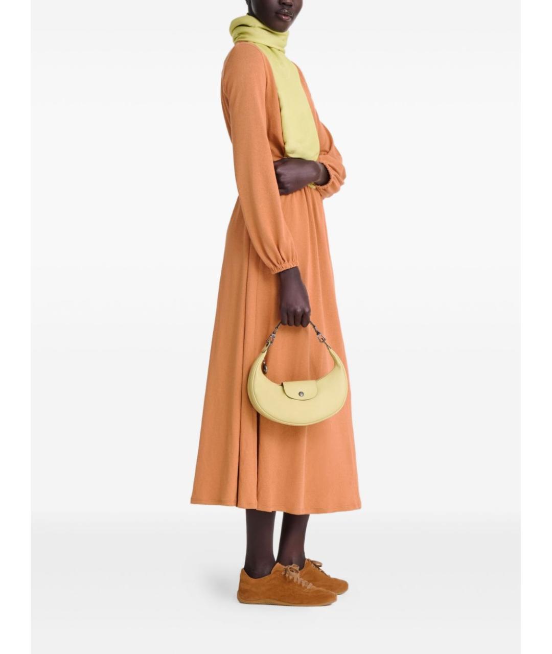 LONGCHAMP Зеленая кожаная сумка с короткими ручками, фото 3