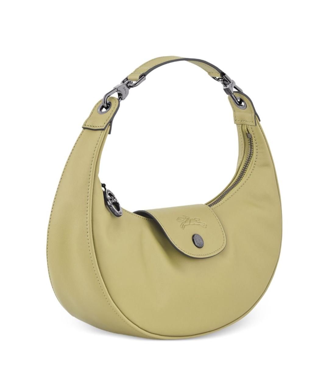 LONGCHAMP Зеленая кожаная сумка с короткими ручками, фото 4