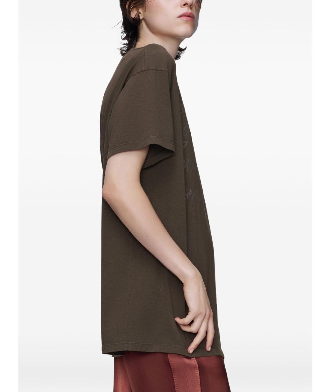 MAISON MARGIELA Коричневая хлопковая футболка, фото 3