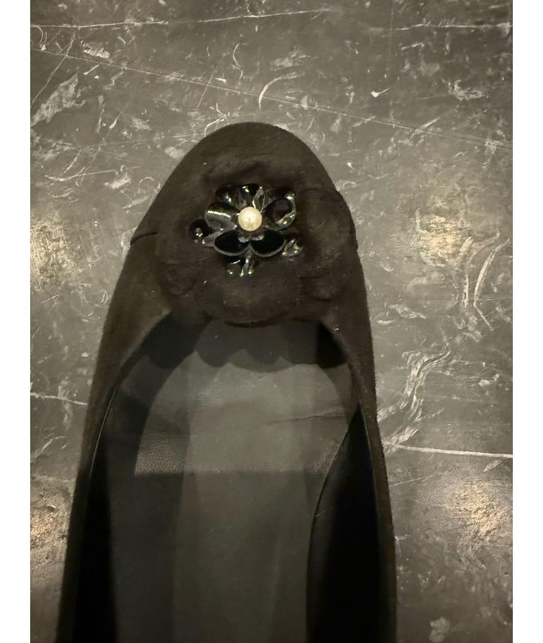 CHANEL Черные замшевые туфли, фото 4