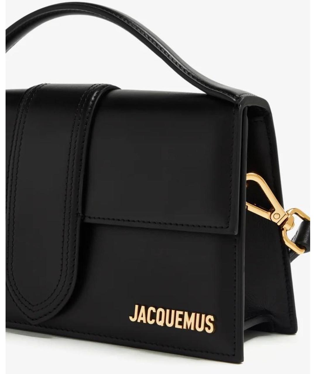 JACQUEMUS Черная кожаная сумка с короткими ручками, фото 3