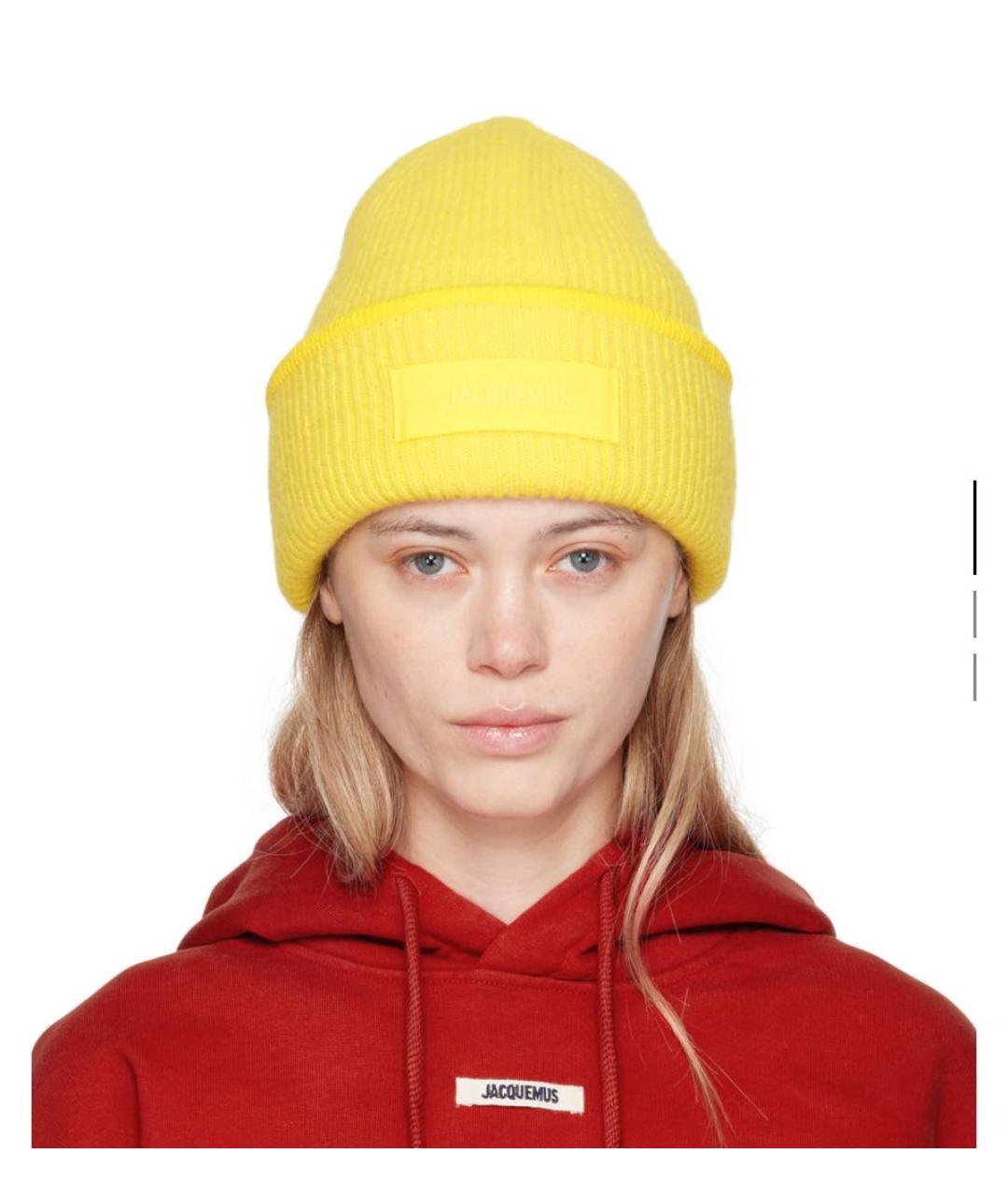 JACQUEMUS Желтая шерстяная шапка, фото 4