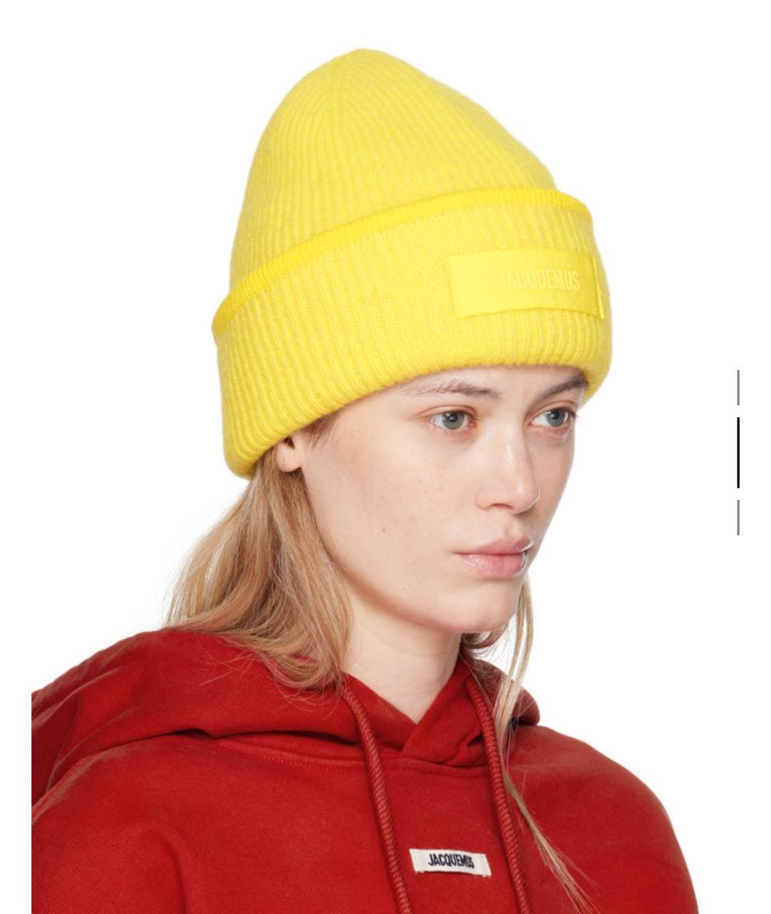 JACQUEMUS Желтая шерстяная шапка, фото 2