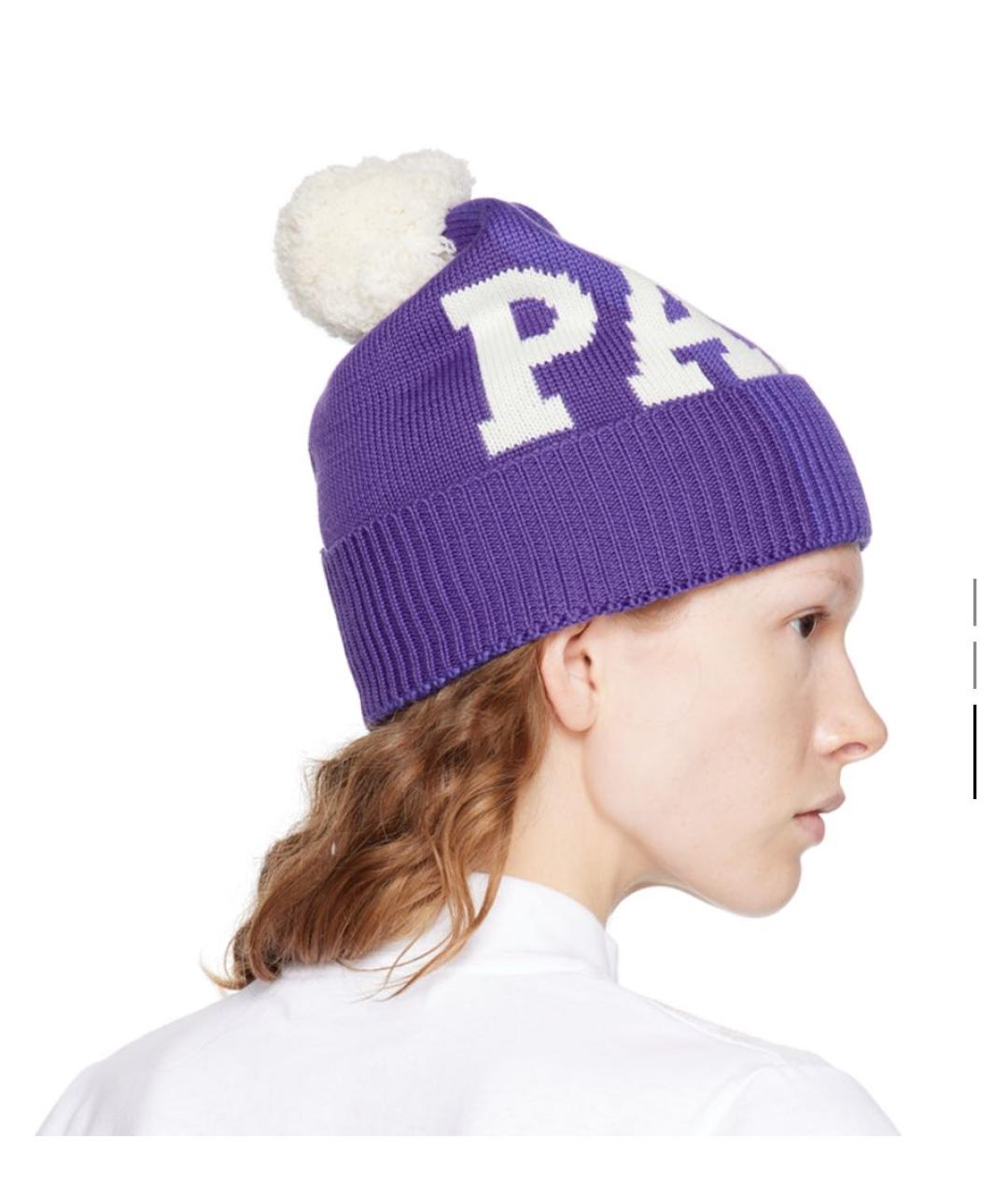PALM ANGELS Фиолетовая шерстяная шапка, фото 2