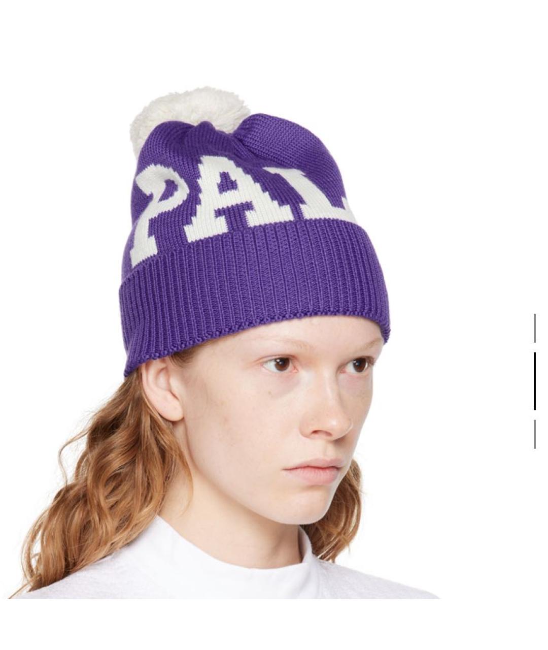 PALM ANGELS Фиолетовая шерстяная шапка, фото 3