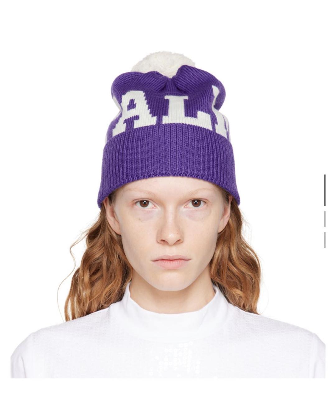PALM ANGELS Фиолетовая шерстяная шапка, фото 4