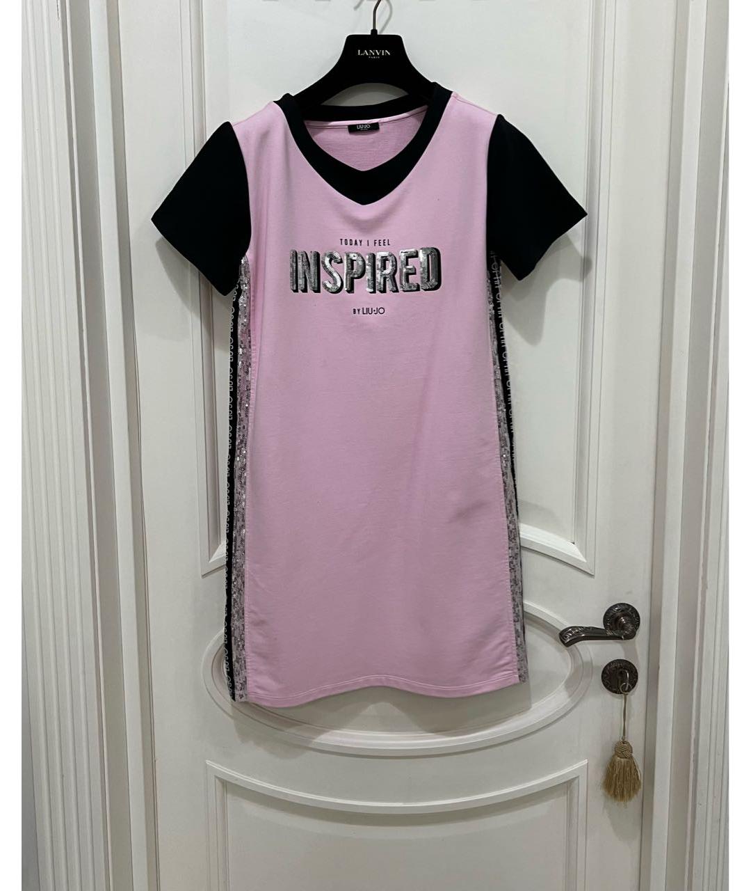 LIU JO Розовое хлопко-эластановое повседневное платье, фото 4