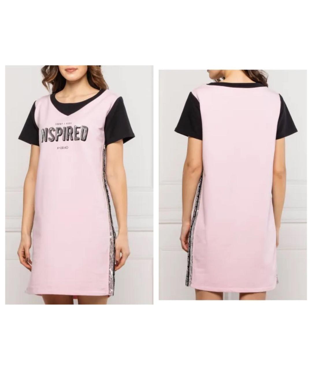 LIU JO Розовое хлопко-эластановое повседневное платье, фото 3