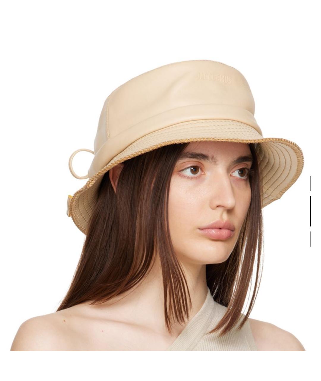 JACQUEMUS Бежевая кожаная панама, фото 4
