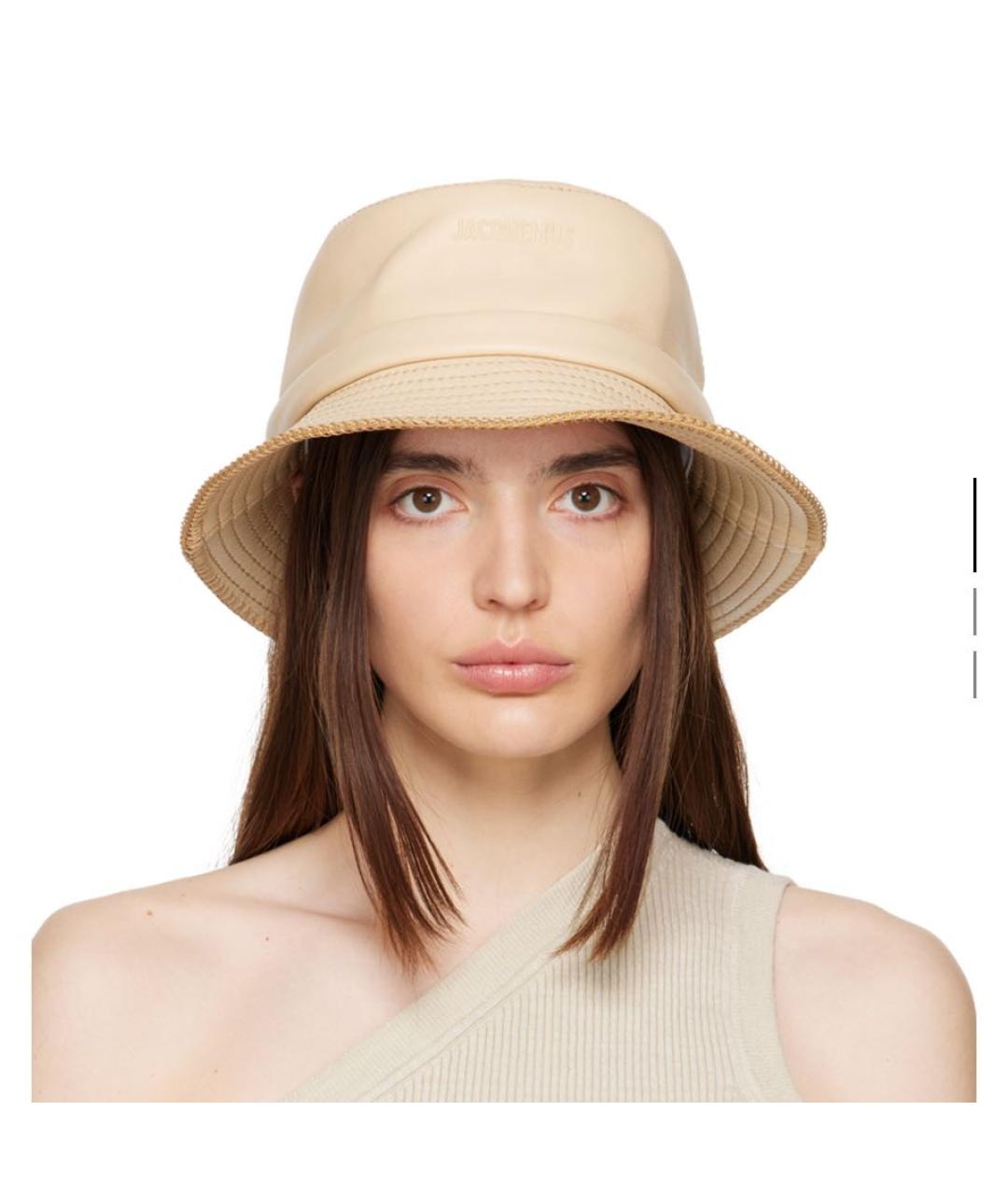 JACQUEMUS Бежевая кожаная панама, фото 5