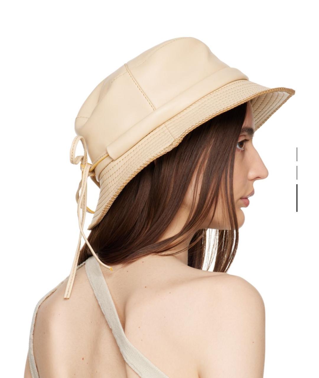 JACQUEMUS Бежевая кожаная панама, фото 3