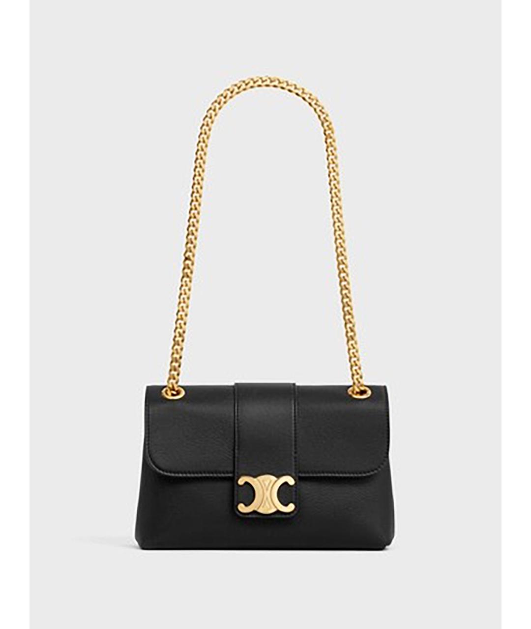 CELINE Черная кожаная сумка через плечо, фото 3